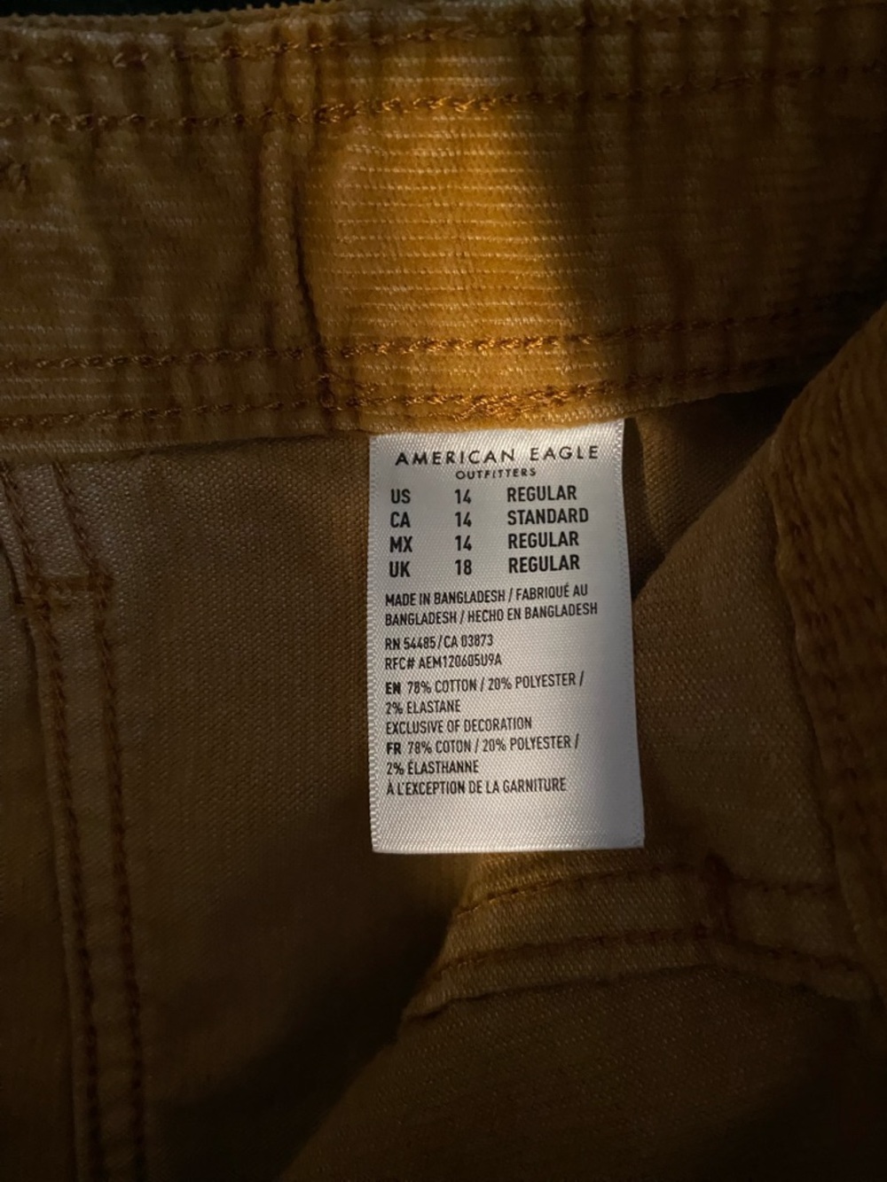 American Eagle Button-Front Corduroy Mini Skirt in Camel - Picture 3 of 3